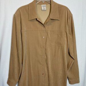 Allison Daley Button Up Shirt Womens 18 Camel Brown, Soft Comfortable Knit